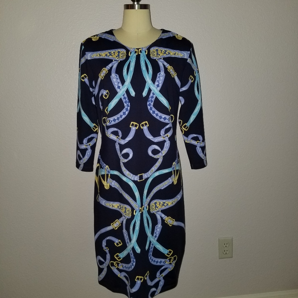 J.Mclaughlin Blue Chain print dress
